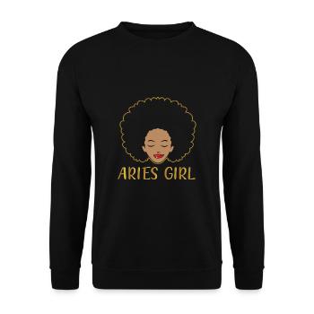 Sternzeichen Widder - Unisex Pullover - Schwarz - Vorne - Alina (178cm) & Michal (187cm)