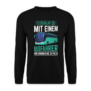 Bus Schlaf mit einem Busfahrer - Unisex Pullover - Schwarz - Vorne - Alina (178cm) & Michal (187cm)