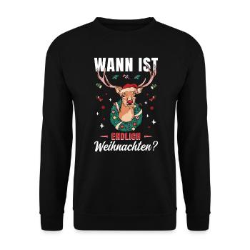 Weihnachten Wann ist endlich Weihnachten? - Unisex Pullover - Schwarz - Vorne - Alina (178cm) & Michal (187cm)
