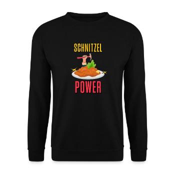 Schnitzel Power, Schnitzel Kraft - Unisex Pullover - Schwarz - Vorne - Alina (178cm) & Michal (187cm)