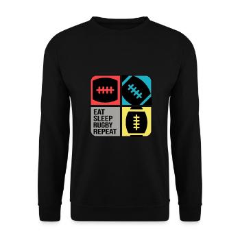 rugby rugbyspieler rugbysaison rugbytime - Unisex Pullover - Schwarz - Vorne - Alina (178cm) & Michal (187cm)