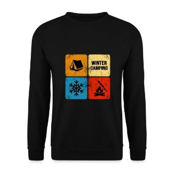 winter camping winter camping snow bivouac - Unisex Sweatshirt - black - Front - Alina (178cm) & Michal (187cm)