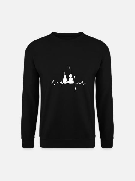 Anger Paar - Angeln - Herzschlag - Unisex Pullover - Schwarz