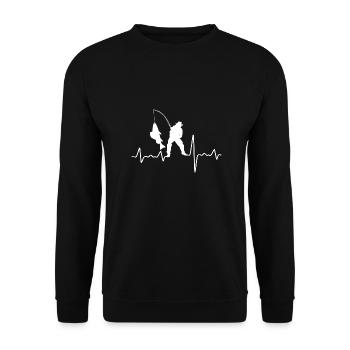 Angler, fisherman, heartbeat - Unisex Sweatshirt - black - Front - Alina (178cm) & Michal (187cm)