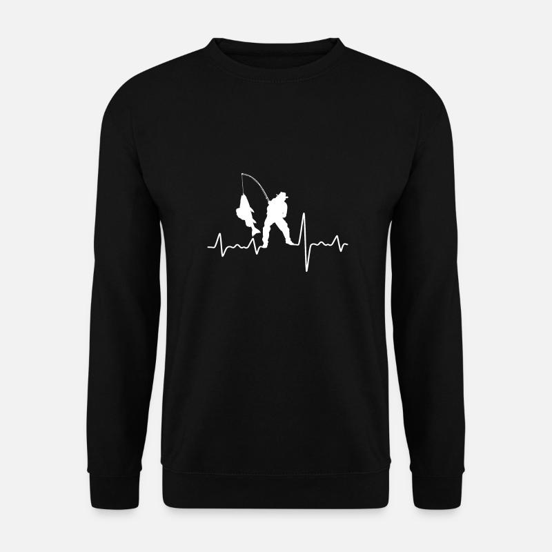 Angler, Fischer, Herzschlag - Unisex Pullover - Schwarz