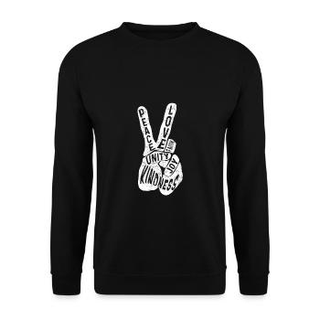 Frieden Freiheit und Liebe - Unisex Sweatshirt - black - Front - Alina (178cm) & Michal (187cm)