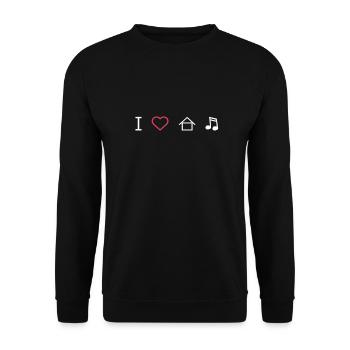 Ich liebe House Musik Geschenk Idee - Unisex Pullover - Schwarz - Vorne - Alina (178cm) & Michal (187cm)