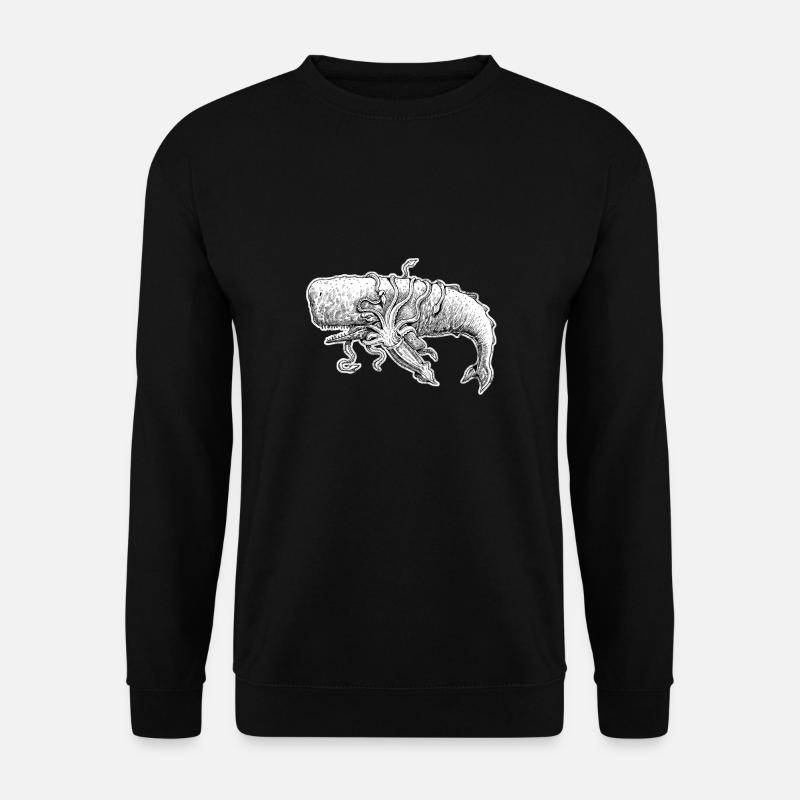 Pottwal und Riesenkalmar. Urlaubsshirt. - Unisex Pullover - Schwarz