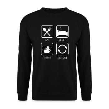 Eat Sleep Anime Repeat Shirt, Anime Manga Shirts - Unisex Sweatshirt - black - Front - Alina (178cm) & Michal (187cm)