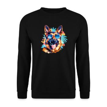 German Shepherd - Unisex Sweatshirt - black - Front - Alina (178cm) & Michal (187cm)
