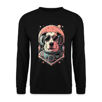 Retro Space Labrador Shirt Colorful Artwork - Unisex Sweatshirt - black - Front - Alina (178cm) & Michal (187cm)