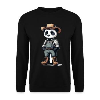 Cute Panda Farmer - Unisex Sweatshirt - black - Front - Alina (178cm) & Michal (187cm)