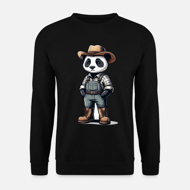 Cute Panda Farmer - Unisex Sweatshirt - black