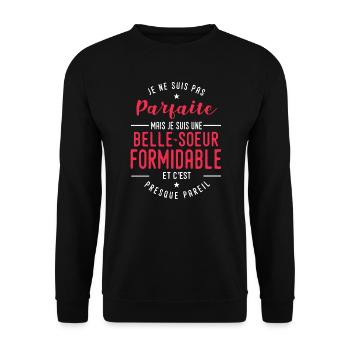 Belle-soeur humour cadeau belle soeur - Sweat-shirt Unisexe - noir - Devant - Alina (178cm) & Michal (187cm)