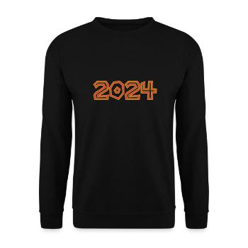 2024. JAHR. ALLES GUTE ZUM NEUEN JAHR. SILVESTER - Unisex Pullover - Schwarz - Vorne - Alina (178cm) & Michal (187cm)