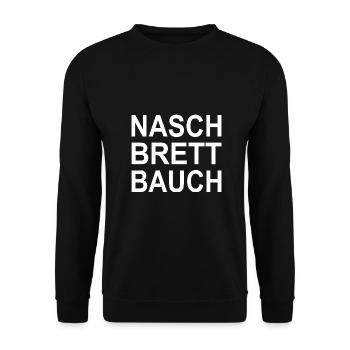Lustige Sprüche Naschbrettbauch Geschenkidee - Unisex Pullover - Schwarz - Vorne - Alina (178cm) & Michal (187cm)