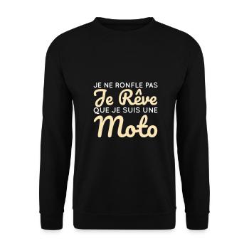 Je ne ronfle pas je rêve que je suis une moto - Sweat-shirt Unisexe - noir - Devant - Alina (178cm) & Michal (187cm)