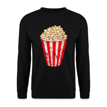Retro Vintage Grunge Style Popcorn - Unisex Pullover - Schwarz - Vorne - Alina (178cm) & Michal (187cm)