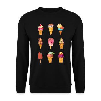 Retro Vintage Grunge Style Eis - Unisex Pullover - Schwarz - Vorne - Alina (178cm) & Michal (187cm)