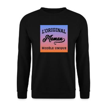 L'original maman modèle unique ciel dégradé aube - Sweat-shirt Unisexe - noir - Devant - Alina (178cm) & Michal (187cm)