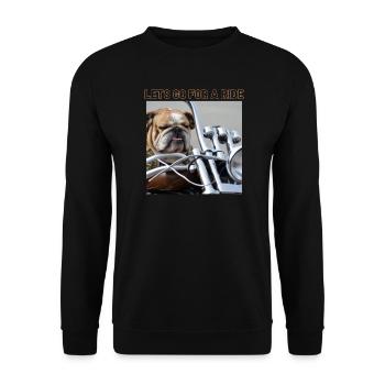 Biker Bulldog on Chopper Bike, Custom Bike - Unisex Sweatshirt - black - Front - Alina (178cm) & Michal (187cm)