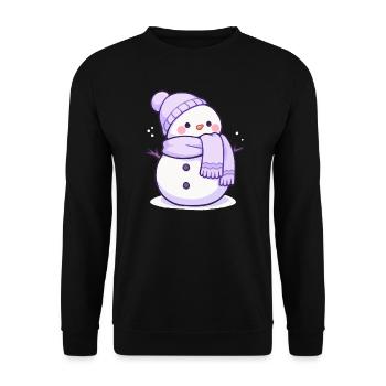 Cute Christmas Snowman - Holiday Design - Unisex Sweatshirt - black - Front - Alina (178cm) & Michal (187cm)