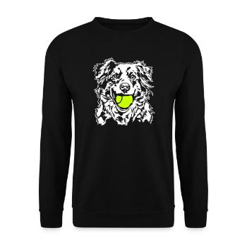Australian Shepherd Ball Ball Junkie Dogs Wilsigns - Unisex Sweatshirt - black - Front - Alina (178cm) & Michal (187cm)
