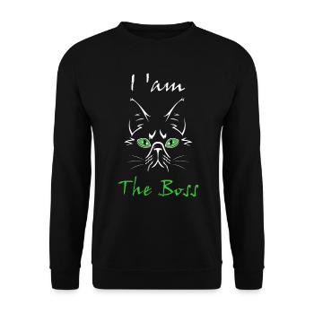 Katze Cat - Unisex Pullover - Schwarz - Vorne - Alina (178cm) & Michal (187cm)