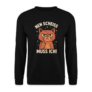 Chat doigt d’honneur Un collègue de merde - Sweat-shirt Unisexe - noir - Devant - Alina (178cm) & Michal (187cm)