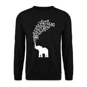 Elefant Schmetterling Butterfly Liebe Geschenk - Unisex Pullover - Schwarz - Vorne - Alina (178cm) & Michal (187cm)