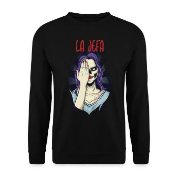 La Jefa - the boss - Unisex Sweatshirt - black - Front - Alina (178cm) & Michal (187cm)