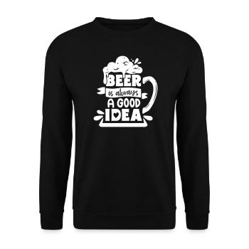 BIER IDEE SONNEN URLAUB PARTY GRILLEN FEIER MOTIV - Unisex Pullover - Schwarz - Vorne - Alina (178cm) & Michal (187cm)