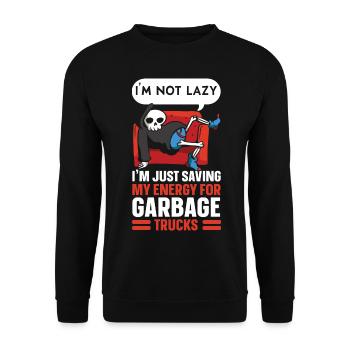 Garbage Truck Trash Collector Recycling Abfälle - Unisex Pullover - Schwarz - Vorne - Alina (178cm) & Michal (187cm)