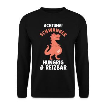 Drache Schwangerschaft Schwanger Werdende Mama - Unisex Pullover - Schwarz - Vorne - Alina (178cm) & Michal (187cm)