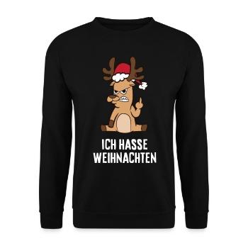 Annoyed moose I hate Christmas reindeer - Unisex Sweatshirt - black - Front - Alina (178cm) & Michal (187cm)