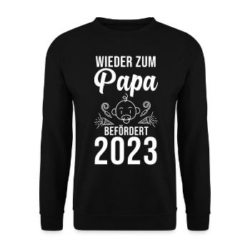 Vater 2023 Schwanger Werdender Papa - Unisex Pullover - Schwarz - Vorne - Alina (178cm) & Michal (187cm)