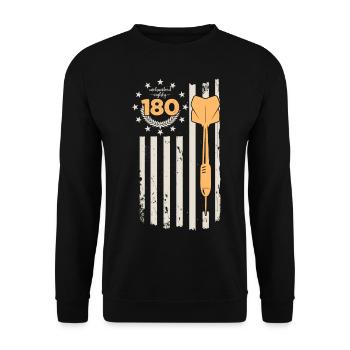 Retro Dart Motifs & Vintage Dartboard 180 Dart - Unisex Sweatshirt - black - Front - Alina (178cm) & Michal (187cm)