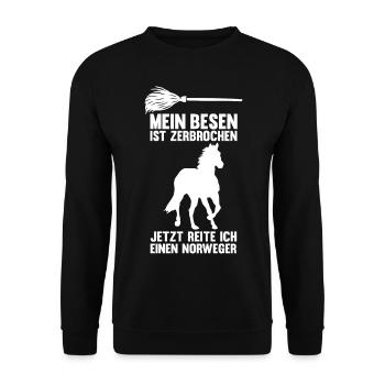 Pferd Reitsport Reiten Pferdesport Norweger - Unisex Pullover - Schwarz - Vorne - Alina (178cm) & Michal (187cm)