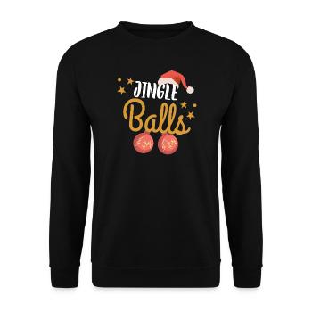 Weihnachten Männer Humor Lustig Jingle Balls - Unisex Pullover - Schwarz - Vorne - Alina (178cm) & Michal (187cm)