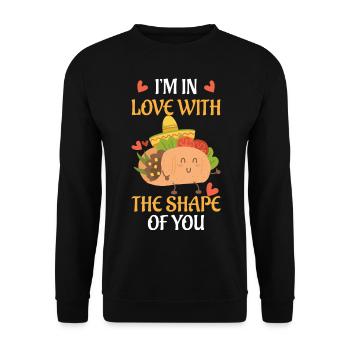 i´m in love with the shape of you - Unisex Pullover - Schwarz - Vorne - Alina (178cm) & Michal (187cm)