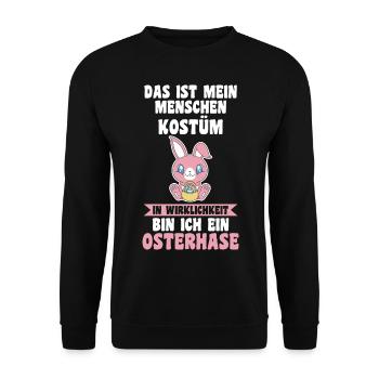 Osterhase Hase Ostern - Unisex Pullover - Schwarz - Vorne - Alina (178cm) & Michal (187cm)