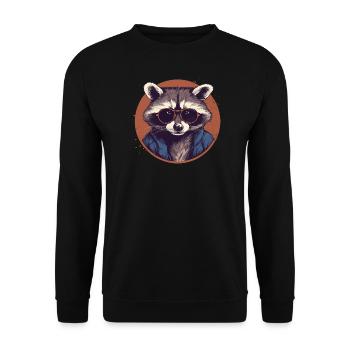 Waschbär Sonnenbrille Schupp Ringelschwanz - Unisex Pullover - Schwarz - Vorne - Alina (178cm) & Michal (187cm)