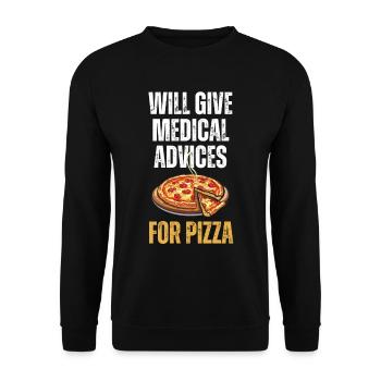 Funny Quote Medical Advices for Pizza - Unisex Sweatshirt - black - Front - Alina (178cm) & Michal (187cm)