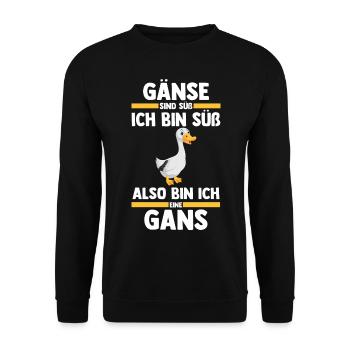 Gans Gänse - Unisex Pullover - Schwarz - Vorne - Alina (178cm) & Michal (187cm)