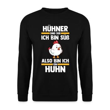 Huhn Landwirt Bauernhof Hühner - Unisex Pullover - Schwarz - Vorne - Alina (178cm) & Michal (187cm)