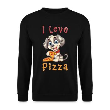 Chien J’aime la pizza Dire Humour drôle Dessin animé - Sweat-shirt Unisexe - noir - Devant - Alina (178cm) & Michal (187cm)