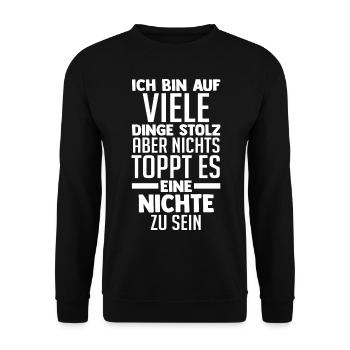 Nichte - Unisex Pullover - Schwarz - Vorne - Alina (178cm) & Michal (187cm)
