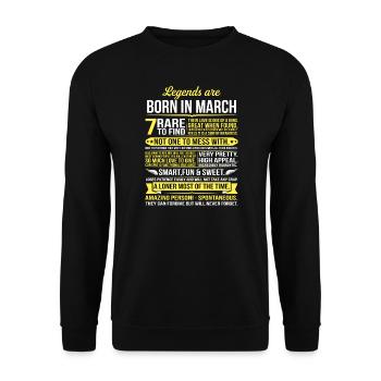 Legenden werden im März geboren - Unisex Pullover - Schwarz - Vorne - Alina (178cm) & Michal (187cm)