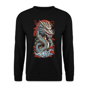 Dragon mysticism in ukiyo-e color woodcut design - Unisex Sweatshirt - black - Front - Alina (178cm) & Michal (187cm)