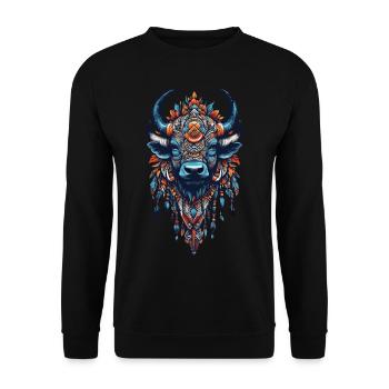 Bison Spirit Indian Meditation & Power - Sweat-shirt Unisexe - noir - Devant - Alina (178cm) & Michal (187cm)